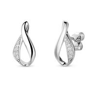 Miore Orecchini Donna con Zirconi in Argento Sterling 925, Orecchini a Lobo dal design moderno anallergici. Chiusura con perno passante e farfalla.