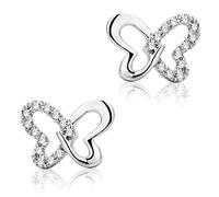 Miore Orecchini Donna Orecchini Farfalla Piccoli a Lobo Diamanti taglio Brillante ct 0.04 Oro Bianco 9 Kt / 375