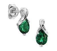 Miore - Orecchini Donna Oro Bianco 9KT 375, Gocce di Smeraldi. Orecchini anallergici con perno passante e chiusura a farfalla.