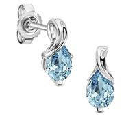 Miore - Orecchini Donna Oro Bianco 9KT 375, Gocce di Topazi Blu. Orecchini anallergici con perno passante e chiusura a farfalla.