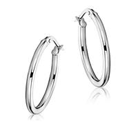 Miore - Orecchini Donna oro Bianco lucido, Vero Oro 9KT 375, Orecchini Cerchio anallergici prodotti in Italia. Chiusura con perno passante a scatto.