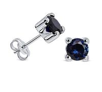 Miore - Orecchini Donna Oro Bianco Lucido, Vero Oro 9KT 375, Zaffiri Blu. Orecchini anallergici con perno passante e chiusura a farfalla.