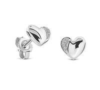 Miore - Orecchini Donna Oro Bianco Vero 18KT 750 - Diamanti Naturali. Orecchini Cuore Piccoli a lobo, Orecchini anallergici con perno passante e chiusura a farfalla.