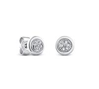 Miore - Orecchini Donna Oro Bianco Vero 9KT 375 - Diamanti Naturali. Orecchini Punto Luce Piccoli a lobo, Orecchini anallergici con perno passante e chiusura a farfalla.