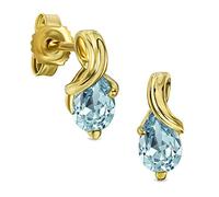 Miore - Orecchini Donna Oro Giallo 9KT 375, Gocce di Acquamarine. Orecchini anallergici con perno passante e chiusura a farfalla.