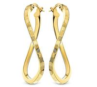 Miore - Orecchini Donna oro Giallo lucido, Vero Oro 9KT 375, Orecchini Cerchio anallergici prodotti in Italia. Cerchi ondulati con superficie lavorata a renderli diversi dai soliti cerchi.