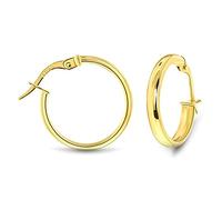 Miore - Orecchini Donna oro Giallo lucido, Vero Oro 9KT 375, Orecchini Cerchio anallergici prodotti in Italia. Chiusura con perno passante a scatto.