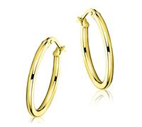 Miore - Orecchini Donna oro Giallo Lucido, Vero Oro 9KT 375, Orecchini Cerchio anallergici prodotti in Italia. Chiusura con perno passante a scatto.