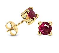 Miore - Orecchini Donna Oro Giallo Lucido, Vero Oro 9KT 375, Rubini. Orecchini anallergici con perno passante e chiusura a farfalla.
