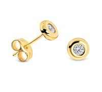 Miore Orecchini Donna Oro Giallo/Oro Bianco Vero 9KT 375, Orecchini punto luce con Rubini/Zaffiri Blu/Smeraldi/Zirconi Brillanti, Orecchini anallergici piccoli a lobo.