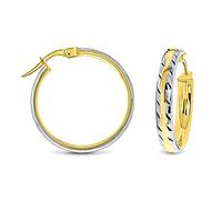 Miore - Orecchini Donna oro Giallo oro Bianco, Vero Oro 9KT 375, Orecchini Cerchio anallergici prodotti in Italia. Chiusura con perno passante a scatto.