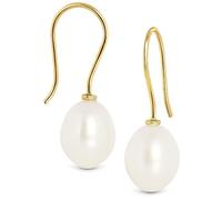 Miore Orecchini Donna Oro Giallo Vero 9KT 375 con Perle Coltivate d’Acqua Dolce. Orecchini Pendenti a Monachella in Vero Oro. Gioielli Donna Anallergici ed Eleganti con Scatola Portagioie