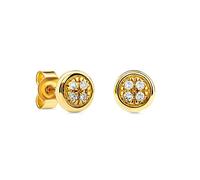 Miore - Orecchini Donna Oro Giallo Vero 9KT 375 - Diamanti Naturali. Orecchini Punto Luce Piccoli a lobo, Orecchini anallergici con perno passante e chiusura a farfalla.