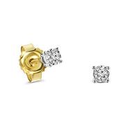 Miore - Orecchini Donna Oro Giallo Vero 9KT 375 - Diamanti Naturali. Orecchini Punto Luce Piccoli a lobo, Orecchini anallergici con perno passante e chiusura a farfalla.