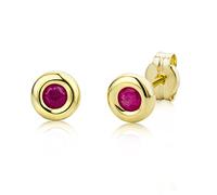 Miore Orecchini Donna Piccoli a Lobo Rubino Oro Giallo 9 Kt / 375