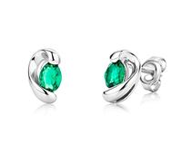 Miore Orecchini Donna Piccoli a Lobo Smeraldo Oro Bianco 9 Kt / 375
