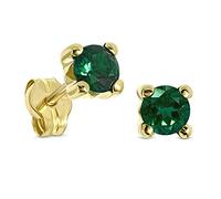 Miore Orecchini Donna Piccoli a Lobo Solitario Smeraldo Oro Giallo 9 Kt / 375