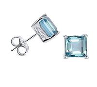 Miore Orecchini Donna Piccoli a Lobo Topazio Blu Oro Bianco 9 Kt / 375