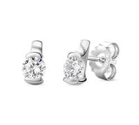 Miore Orecchini Donna Punto Luce con Zirconi - Argento Sterling 925, Orecchini Piccoli con Zirconi taglio Brillante. Bottoni anallergici. Chiusura con perno passante e farfalla.
