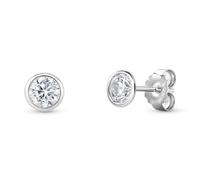Miore Orecchini Donna Punto Luce con Zirconi Brillanti - Argento Sterling 925, Orecchino Bottone con Zirconi taglio Brillante Orecchini Piccoli anallergici. Chiusura con perno passante e farfalla.