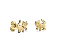 Miore Orecchino per Bambina Oro Giallo 18 Kt / 750 Piccoli a Lobo con Gatto