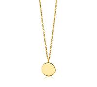MIORE Schmcuk - Collana da donna con ciondolo a forma di disco rotondo, in oro giallo 9 carati, 375