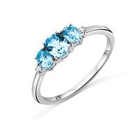 Miore Trilogy Topaz, anello da donna, oro bianco da 9 carati (oro 375), con topazio blu da 0,82 carati e diamanti da 0,02 carati e Oro bianco, 54 (17.2), cod. M9087R4