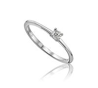 Miore's Lab Diamonds, Anello di Fidanzamento con Solitario 4 Rebbi in Oro Bianco 14 carati con Diamante da Laboratorio da 0,10 Carati.