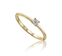 Miore's Lab Diamonds, Anello di Fidanzamento con Solitario 4 Rebbi in Oro Giallo 14 carati con Diamante da Laboratorio da 0,10 Carati.