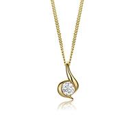 Miore's Lab Diamonds, Collanina con Solitario in Oro Giallo 14 carati 585 con Ciondolo con Diamante da Laboratorio 0,10 Carati, Catenina lunga 45 cm, Collana da Donna