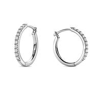 Miore's Lab Diamonds, Orecchini a Cerchio con Diamanti Incastonati in Oro Bianco 14 carati 585 con Diamanti da Laboratorio 0,19 carati, Ø 15 mm