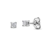 Miore's Lab Diamonds, Orecchini a Perno 4 Rebbi con Solitario in Oro Bianco/Giallo 14 carati 585 con Diamanti da Laboratorio da 0,10 Carati 2,5 x 2,5 mm