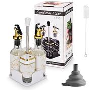 Miorkly 2 pezzi barattoli per spezie quadrati con coperchio Bianco + 2 pezzi bottiglia di olio d'oliva in vetro con base - set di sale e pepe per olio d'aceto