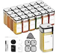 Miorkly 24 Barattoli per Spezie Rettangolari con Inserto per Spargere Spezie in Vetro da 120ml, Contenitore per Spezie con Coperchio Girevole per Spezie con Etichetta, Barattolo per Spezie
