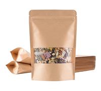 Miorkly 50 Sacchetti Di Carta Con Finestra, Con Finestra Trasparente, Sacchetti Di Carta Piccoli (20 X 30 X 5.5 Cm), Per Confezionare Alimenti, Tè, Pasta, Snack, Ecc