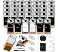 Miorkly Barattoli per Spezie Quadrati con Attacco per Shaker, Set di Barattoli per Spezie con Coperchio In Acciaio Inox da 120 Ml, Set di 35 Barattoli per Spezie, Bicchiere per Shakerare le Spezie