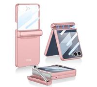 MiorMiar Custodia pieghevole magnetica ultra sottile per Galaxy Z Flip 7, custodia protettiva all-inclusive per Z Flip7, cover adesiva completa anti-goccia con penna capacitiva (rosa)