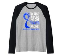 Miosite Consapevolezza Nastro Blu Speranza Famiglia Combattente Maglia con Maniche Raglan
