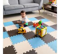 MioTetto Piastrelle per pavimenti in schiuma per bambini, atossico, confortevole, tappetino da gioco e piastrelle in schiuma ad incastro, adatto a box 74 x 74 cm, per gattonare e sviluppare, morbido