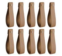 MiOYOOW 10 pezzi Ganci da Parete in Pelle PU, 2,5 x 12 cm Supporto per Tende con Viti, Porta Asciugamani Cinghie da Appendere per Bagno, Cucina, Camera da Letto DIY