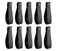 MiOYOOW 10 pezzi Ganci da Parete in Pelle PU, 2,5 x 12 cm Supporto per Tende con Viti, Porta Asciugamani Cinghie da Appendere per Bagno, Cucina, Camera da Letto DIY