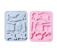 MiOYOOW 2 Pezzi Stampi in Silicone per Cioccolato, Stampo per Caramelle a Tema Feste di Laurea, Stampini per Torte Cottura per Medaglie, Cupcake, Gelatina e Cubetti di Ghiaccio