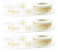 MiOYOOW 27 M Nastro Regalo di Natale, 3 Rotoli Nastrino di Tulle Oro Pattern, Nastro per Decorazioni con Paillettes, per Decorazione Natalizie, Confezioni Regali, Matrimoni, Alberi di Natale