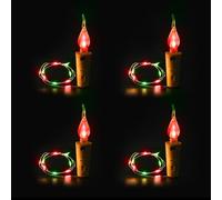 MiOYOOW 4 luci per bottiglie di vino, romantiche luci a LED, con tappo in sughero, luci ambientali per feste, matrimoni, compleanni, data, Natale, vacanze, bar, 4 pezzi