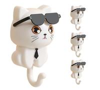 MiOYOOW 4 Pezzi Ganci Adesivo Creativo Animali, Gancio Portachiavi Adesivi a Forma di Gatto, Supporto Organizer Adesivi da Parete per Appendere Chiavi Cappelli Borse e Asciugamani