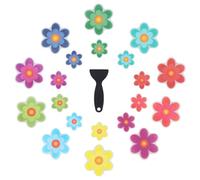 MiOYOOW Adesivi Antiscivolo da Bagno, 20 Pezzi Strisce Sicurezza per Vasca a Forma di Fiore in PEVA con Raschietto, Adesive per Vasca da Bagno Doccia Scale, Piscine