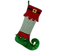 MiOYOOW Calze Natalizie da Appendere, Natale Calza con Elfo Zampe Rosse e Verdi, Calzini Natale al Camino con Campanelli, per Decorazioni Albero Natale