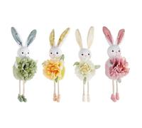 MiOYOOW Ciondoli per Decorazioni Pasquali, 4 Pezzi Coniglietti Pasquali Decorativi con Corda da Appendere, Osterhasen Deko zum Hinstellen Braccia Un Fiore, per Feste in Casa e Matrimoni