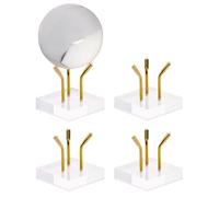 MiOYOOW Espositore in Cristallo, 4 Pezzi Base di Supporto in Metallo per Sfera di Cristalli Trasparente, Porta Sfere Antiscivolo per Geodi, Pietre Preziose, Fossili, Cristalli, Minerali