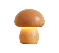 MiOYOOW Luce Notturna, USB Lampada Notturne a Forma di Fungo in Legno con Dimmerazione e Testa da Rotazione a 360°, Luci Notturne per Camera da Letto e Dormitorio